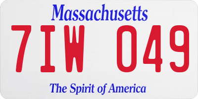 MA license plate 7IW049