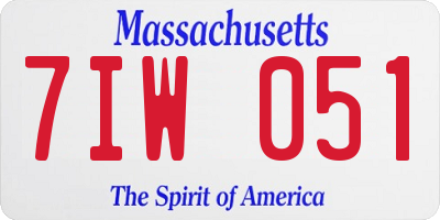 MA license plate 7IW051