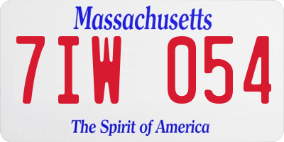 MA license plate 7IW054
