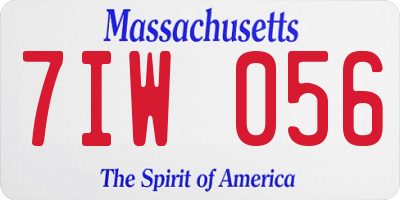 MA license plate 7IW056