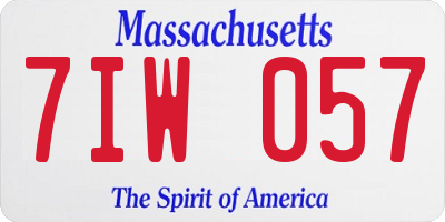 MA license plate 7IW057