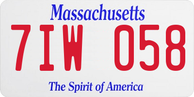 MA license plate 7IW058