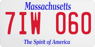MA license plate 7IW060