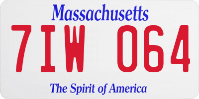 MA license plate 7IW064
