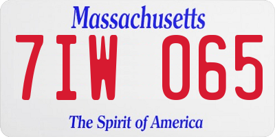 MA license plate 7IW065