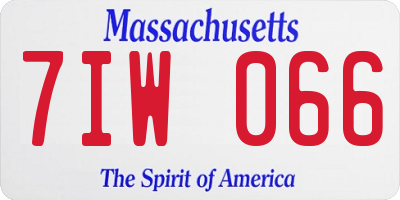MA license plate 7IW066