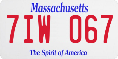 MA license plate 7IW067