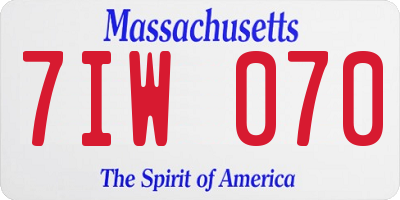 MA license plate 7IW070