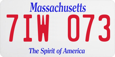 MA license plate 7IW073