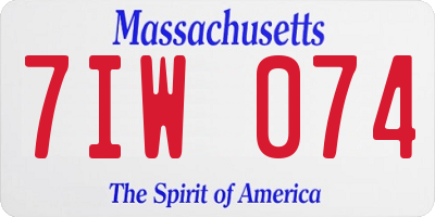 MA license plate 7IW074