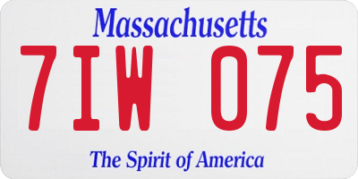 MA license plate 7IW075