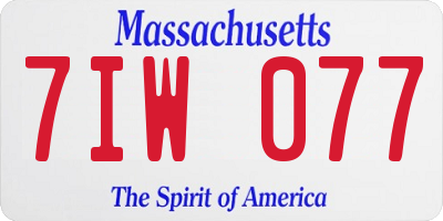 MA license plate 7IW077