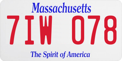 MA license plate 7IW078