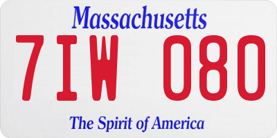 MA license plate 7IW080