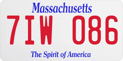 MA license plate 7IW086
