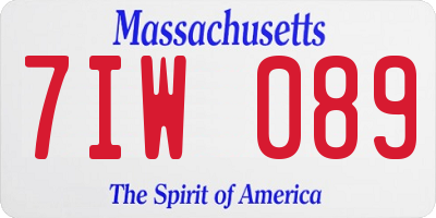 MA license plate 7IW089