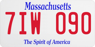 MA license plate 7IW090