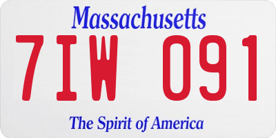 MA license plate 7IW091