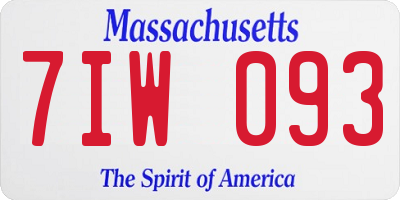 MA license plate 7IW093
