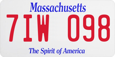 MA license plate 7IW098