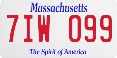 MA license plate 7IW099