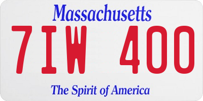 MA license plate 7IW400