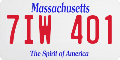 MA license plate 7IW401