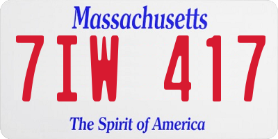 MA license plate 7IW417