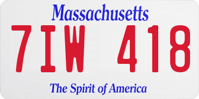 MA license plate 7IW418