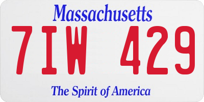 MA license plate 7IW429