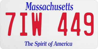 MA license plate 7IW449