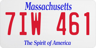 MA license plate 7IW461