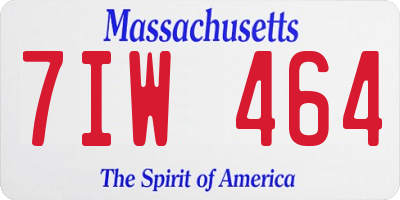 MA license plate 7IW464