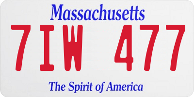 MA license plate 7IW477