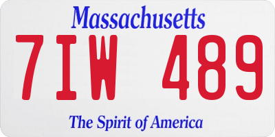 MA license plate 7IW489