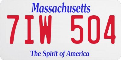 MA license plate 7IW504