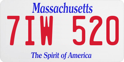MA license plate 7IW520