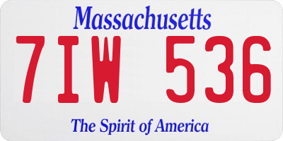 MA license plate 7IW536