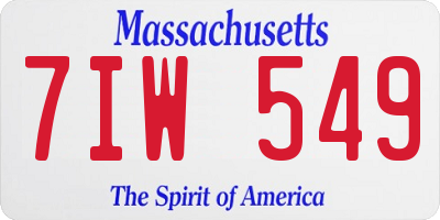 MA license plate 7IW549