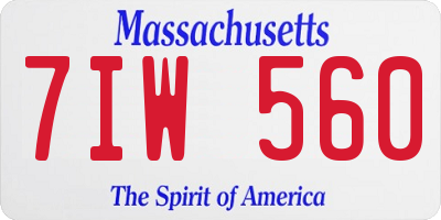 MA license plate 7IW560