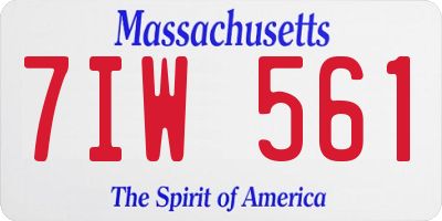 MA license plate 7IW561