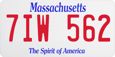 MA license plate 7IW562
