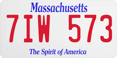 MA license plate 7IW573