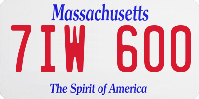 MA license plate 7IW600