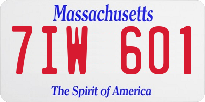 MA license plate 7IW601
