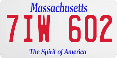 MA license plate 7IW602