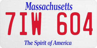 MA license plate 7IW604