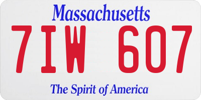 MA license plate 7IW607
