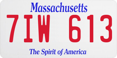 MA license plate 7IW613