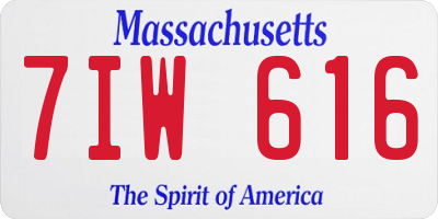 MA license plate 7IW616